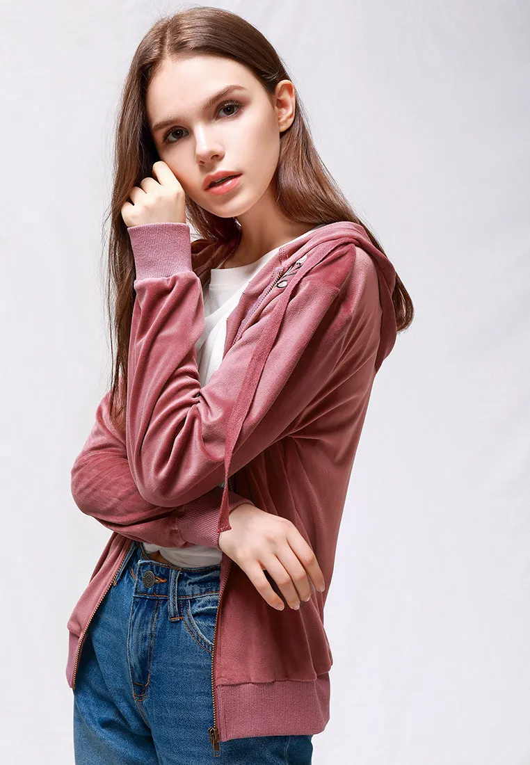 velvet classic hoodie sweat jacket