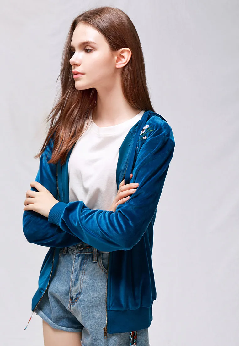 velvet classic hoodie sweat jacket