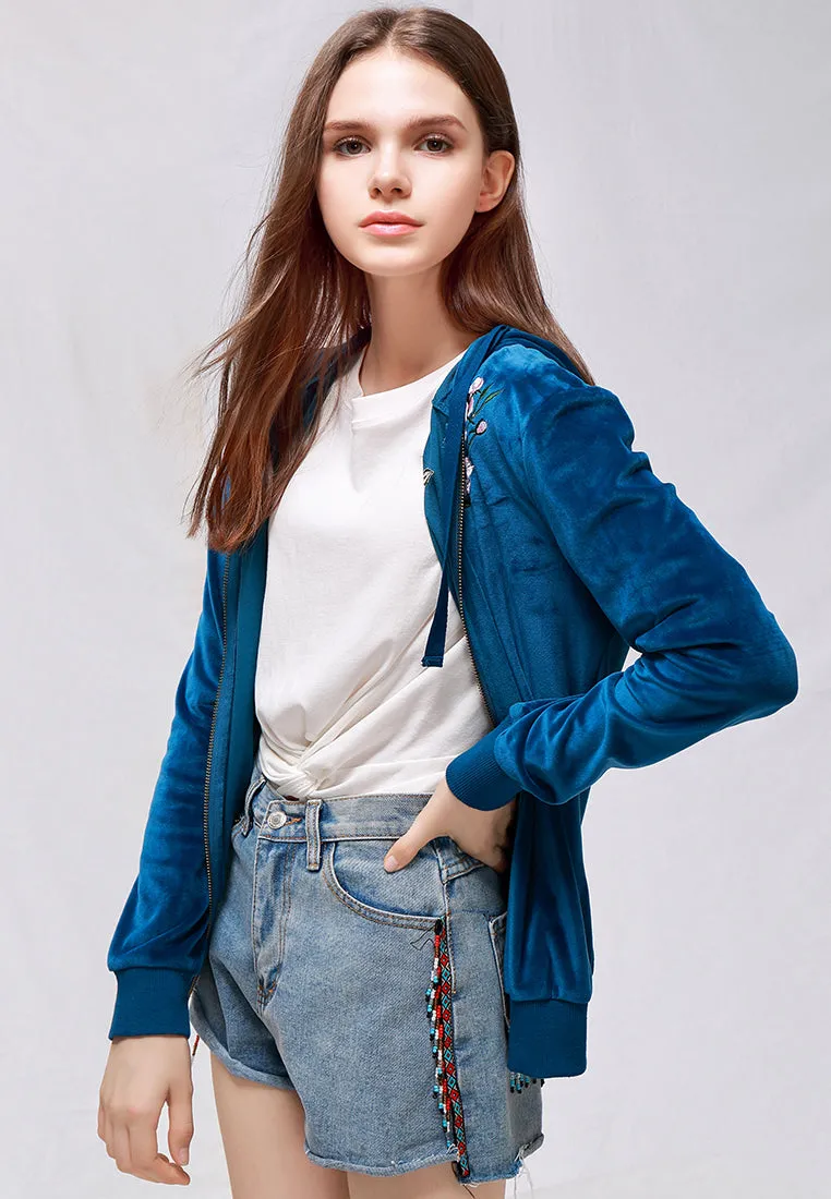 velvet classic hoodie sweat jacket