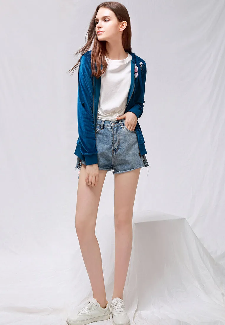 velvet classic hoodie sweat jacket