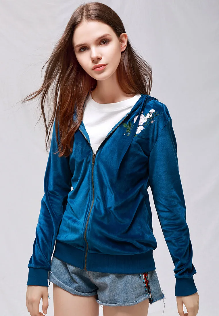 velvet classic hoodie sweat jacket