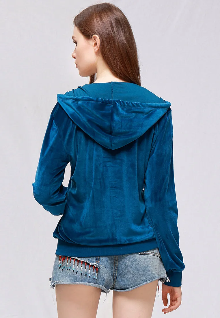 velvet classic hoodie sweat jacket