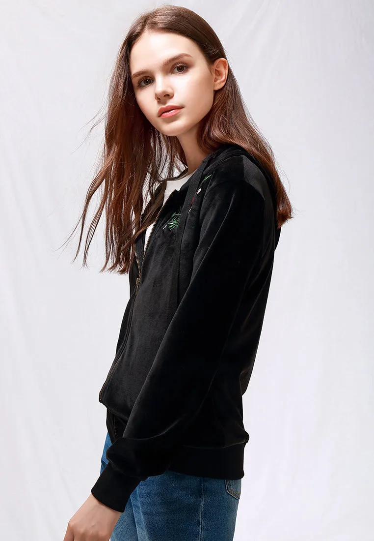 velvet classic hoodie sweat jacket