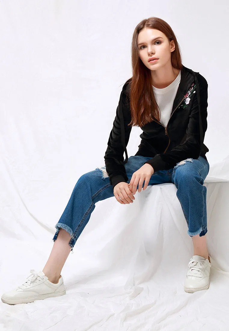 velvet classic hoodie sweat jacket