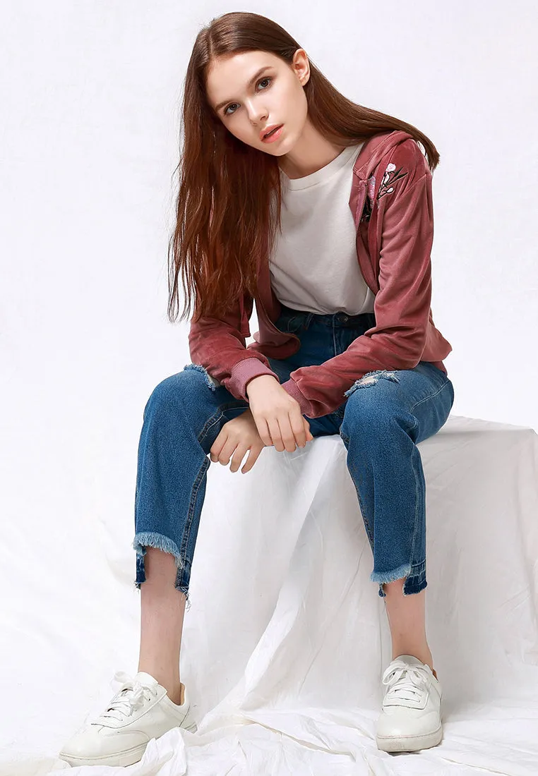 velvet classic hoodie sweat jacket