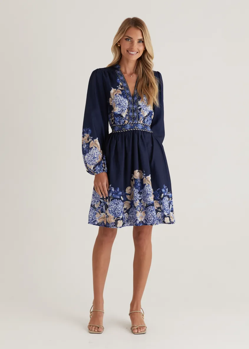 Veracruz Dress - Navy Hydrangea