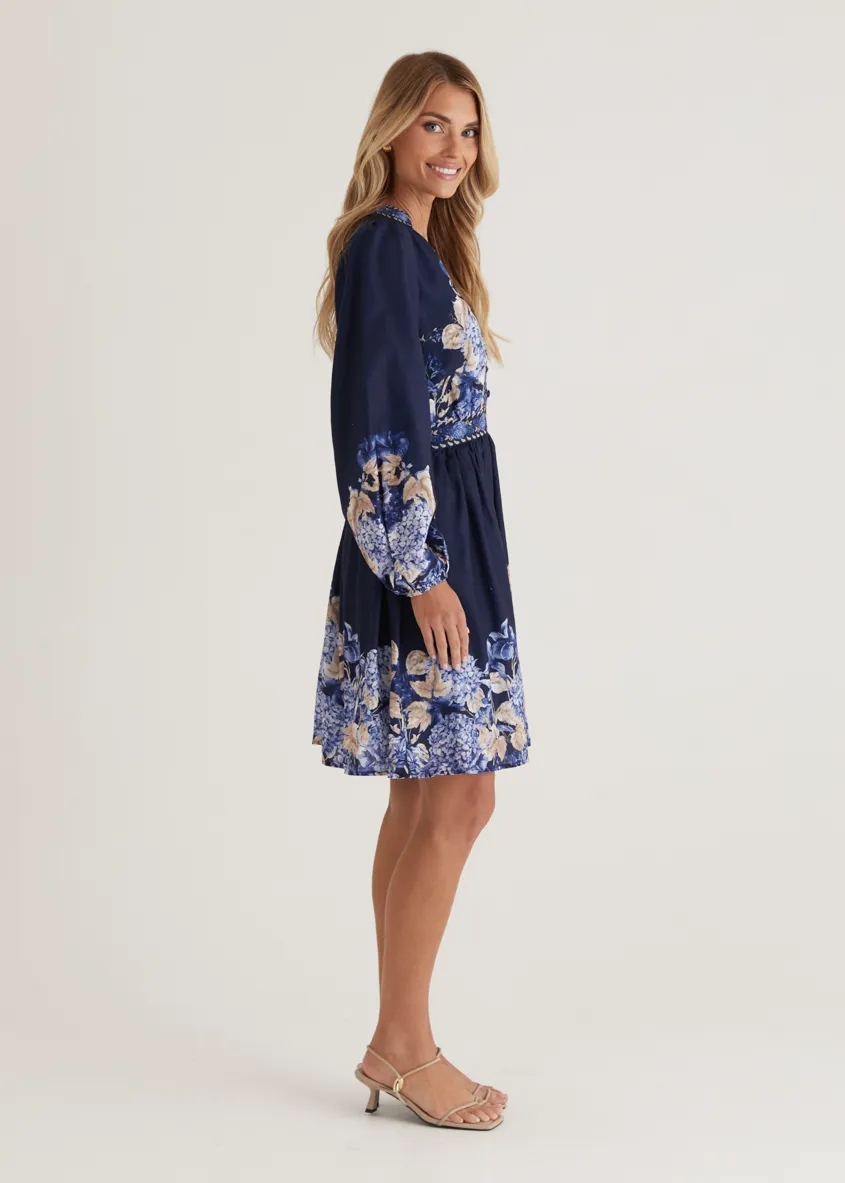 Veracruz Dress - Navy Hydrangea