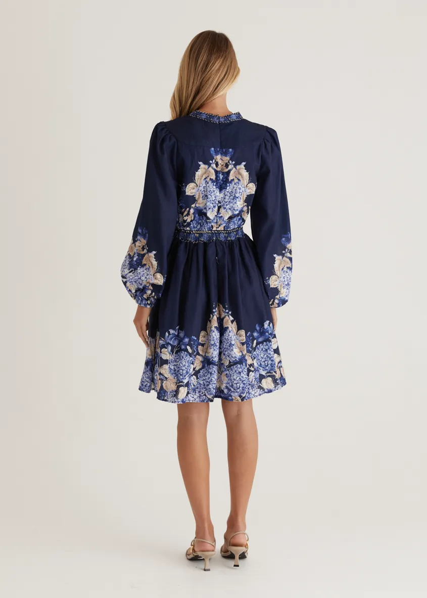 Veracruz Dress - Navy Hydrangea