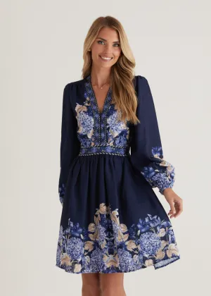 Veracruz Dress - Navy Hydrangea