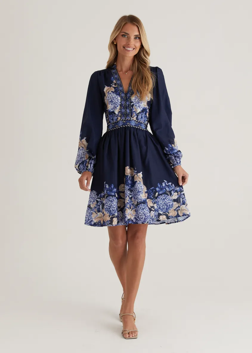 Veracruz Dress - Navy Hydrangea