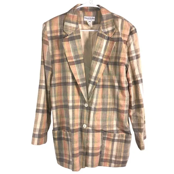 Vintage 100% Cotton Plaid Blazer