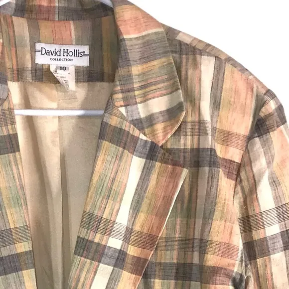 Vintage 100% Cotton Plaid Blazer