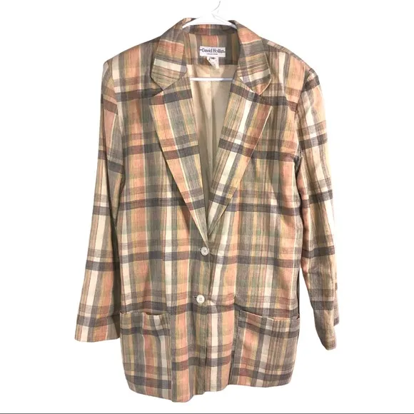 Vintage 100% Cotton Plaid Blazer