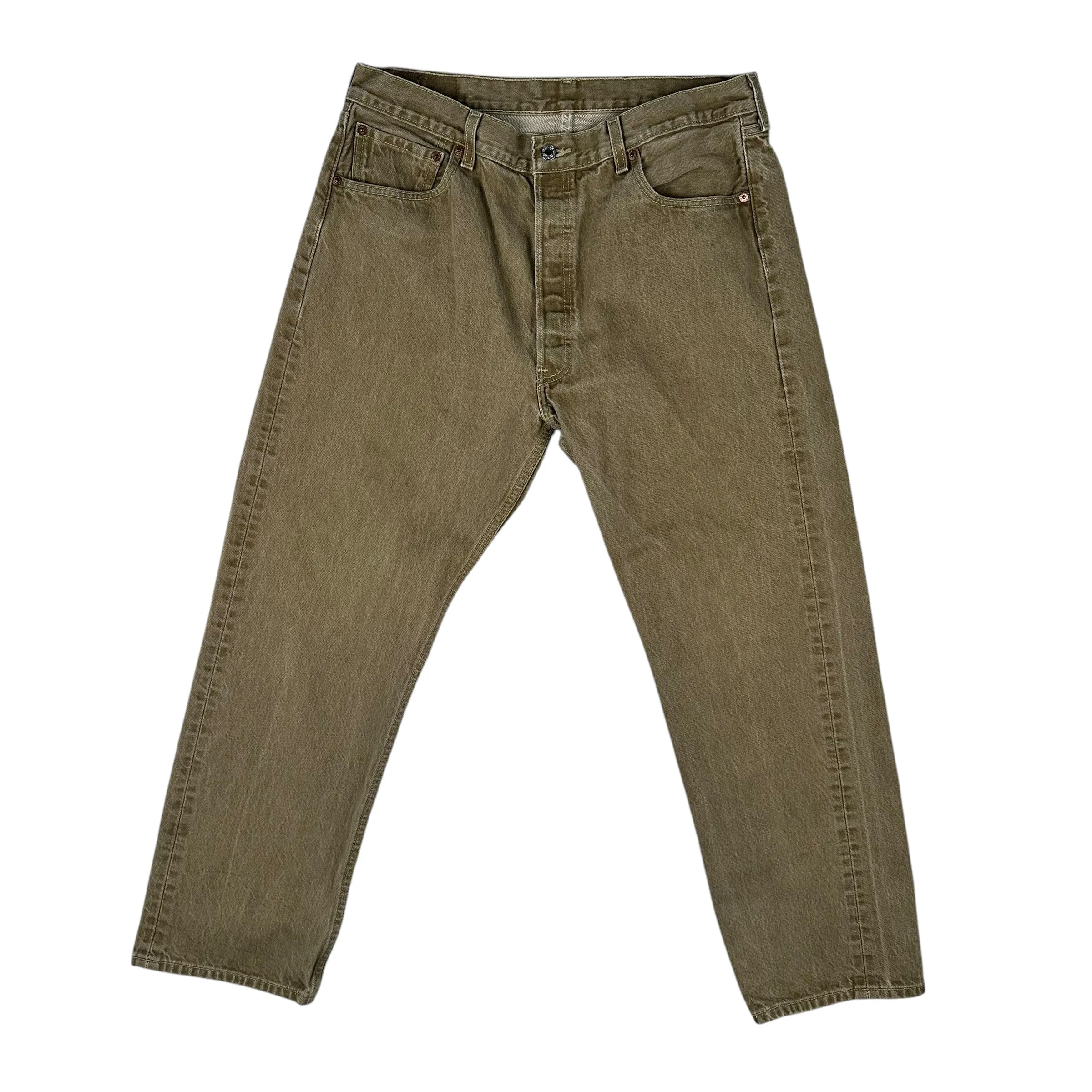 Vintage 501 Levi's Stone Washed Kahki Jeans - 38" X 32"