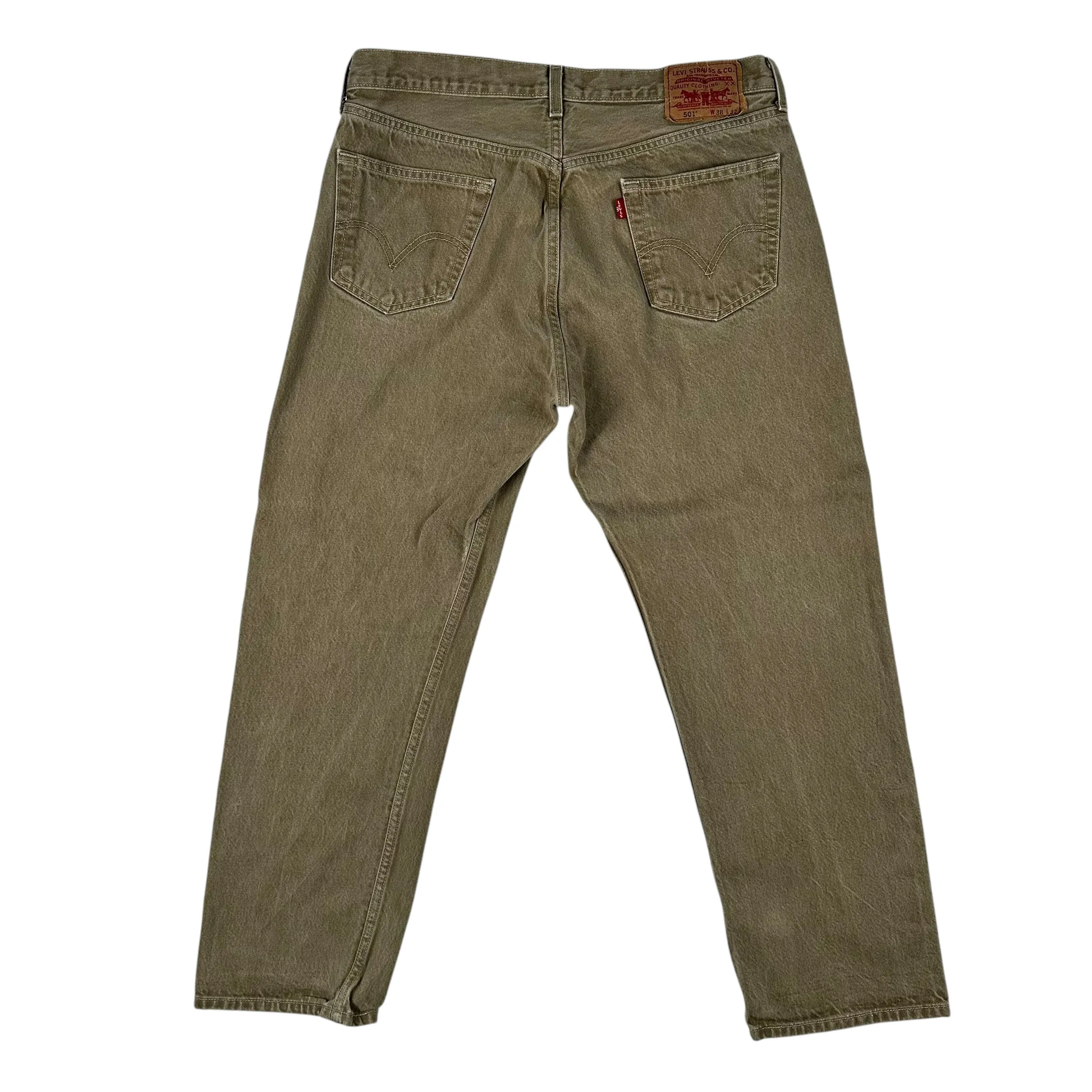 Vintage 501 Levi's Stone Washed Kahki Jeans - 38" X 32"