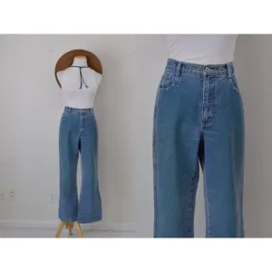 Vintage 80s Flared Rhinestones Mom Jeans by L.A. BLUES size 12