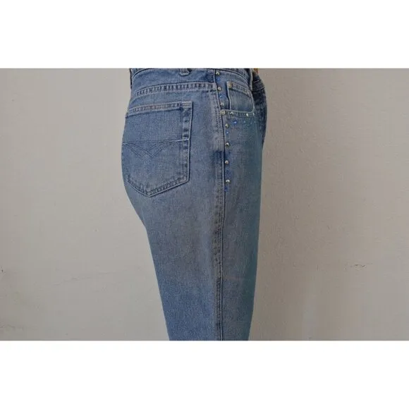 Vintage 80s Flared Rhinestones Mom Jeans by L.A. BLUES size 12