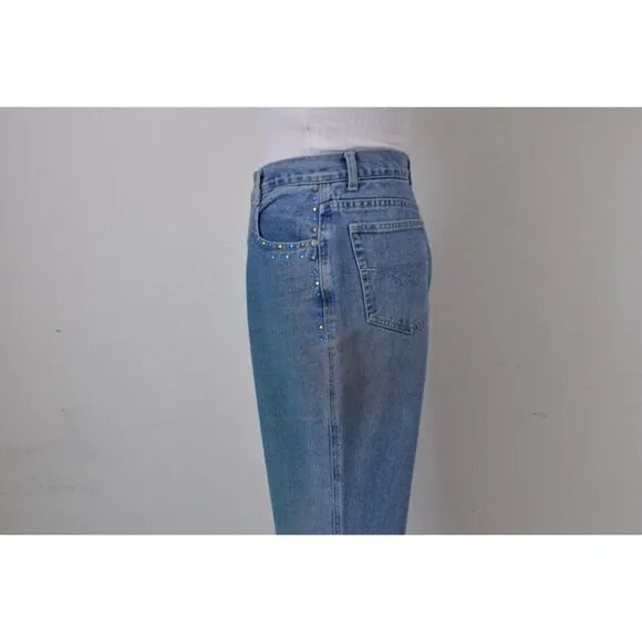 Vintage 80s Flared Rhinestones Mom Jeans by L.A. BLUES size 12