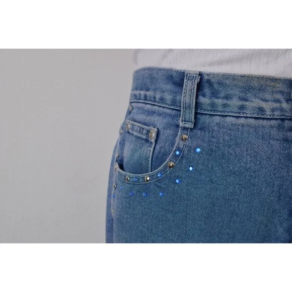 Vintage 80s Flared Rhinestones Mom Jeans by L.A. BLUES size 12