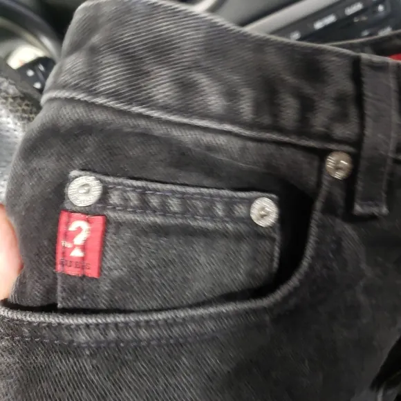 Vintage 90s black Guess ? Triangle logo straight leg mid Rise jeans size 28
