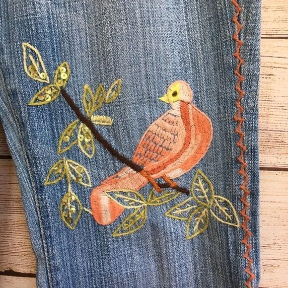 VINTAGE SWITCH USA HIPPIE EMBROIDERED JEANS