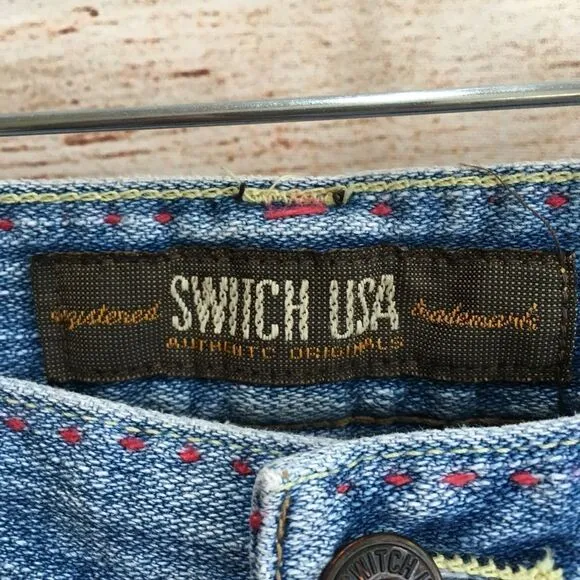 VINTAGE SWITCH USA HIPPIE EMBROIDERED JEANS