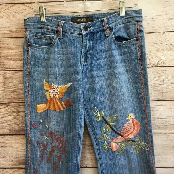 VINTAGE SWITCH USA HIPPIE EMBROIDERED JEANS