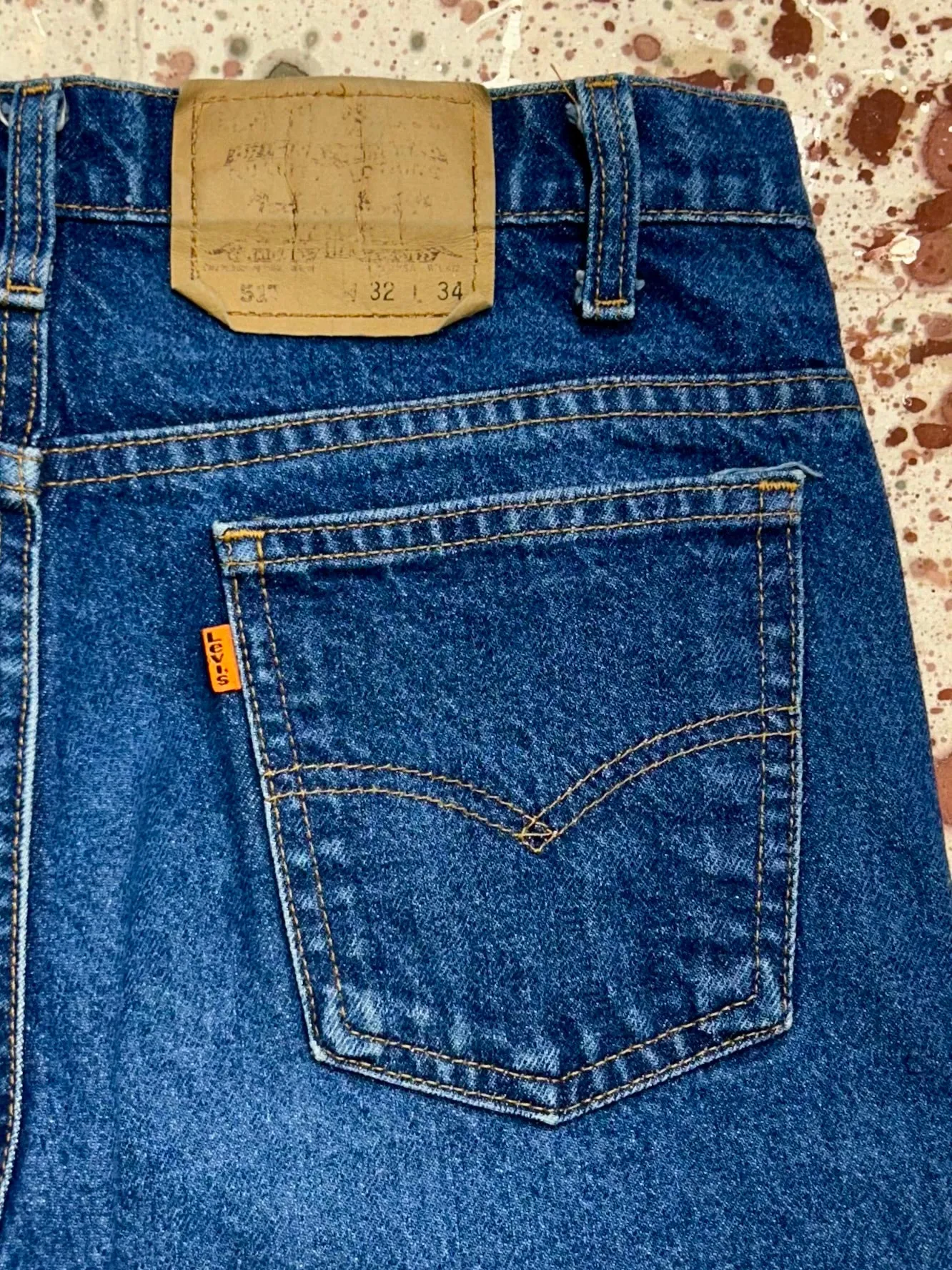 Vintage USA Levi's 1970's 517 Talon Zip Dark Wash Denim Jeans (JYJ1024-354)