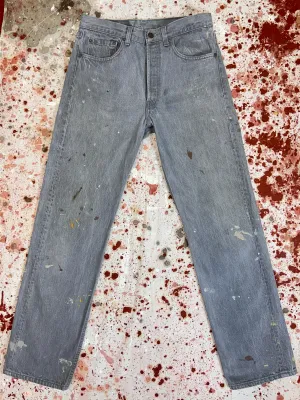 Vintage USA Made Levi 501 Transitional True Gray Wash Denim Jeans with Paint (JYJ0324-135)