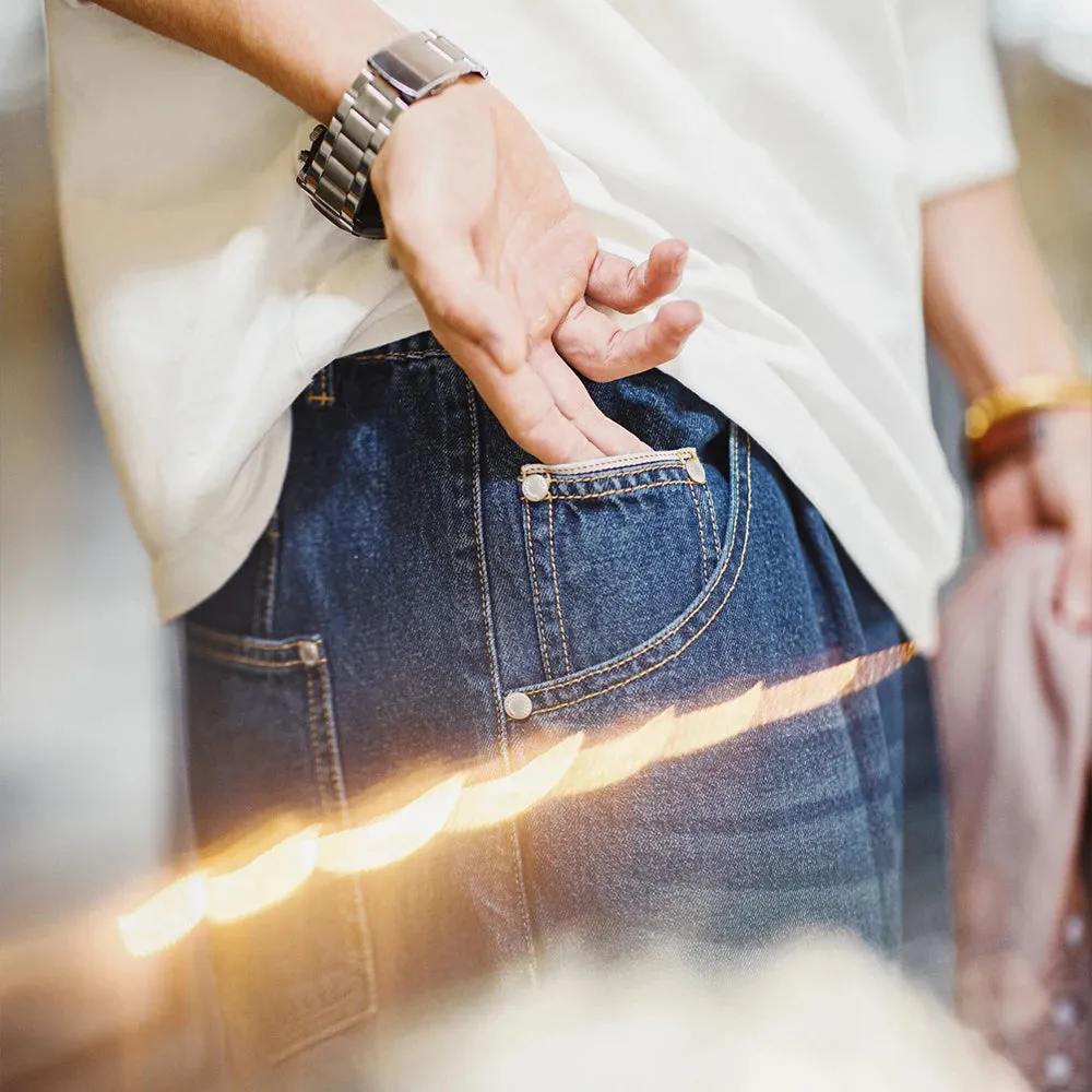 Vintage Washed Oversize Whisker-Featured Casual Jeans