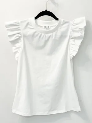 White Flutter Sleeve Tee
