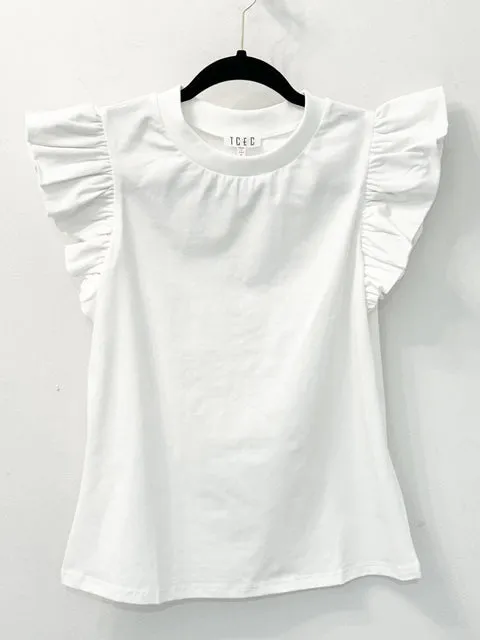 White Flutter Sleeve Tee