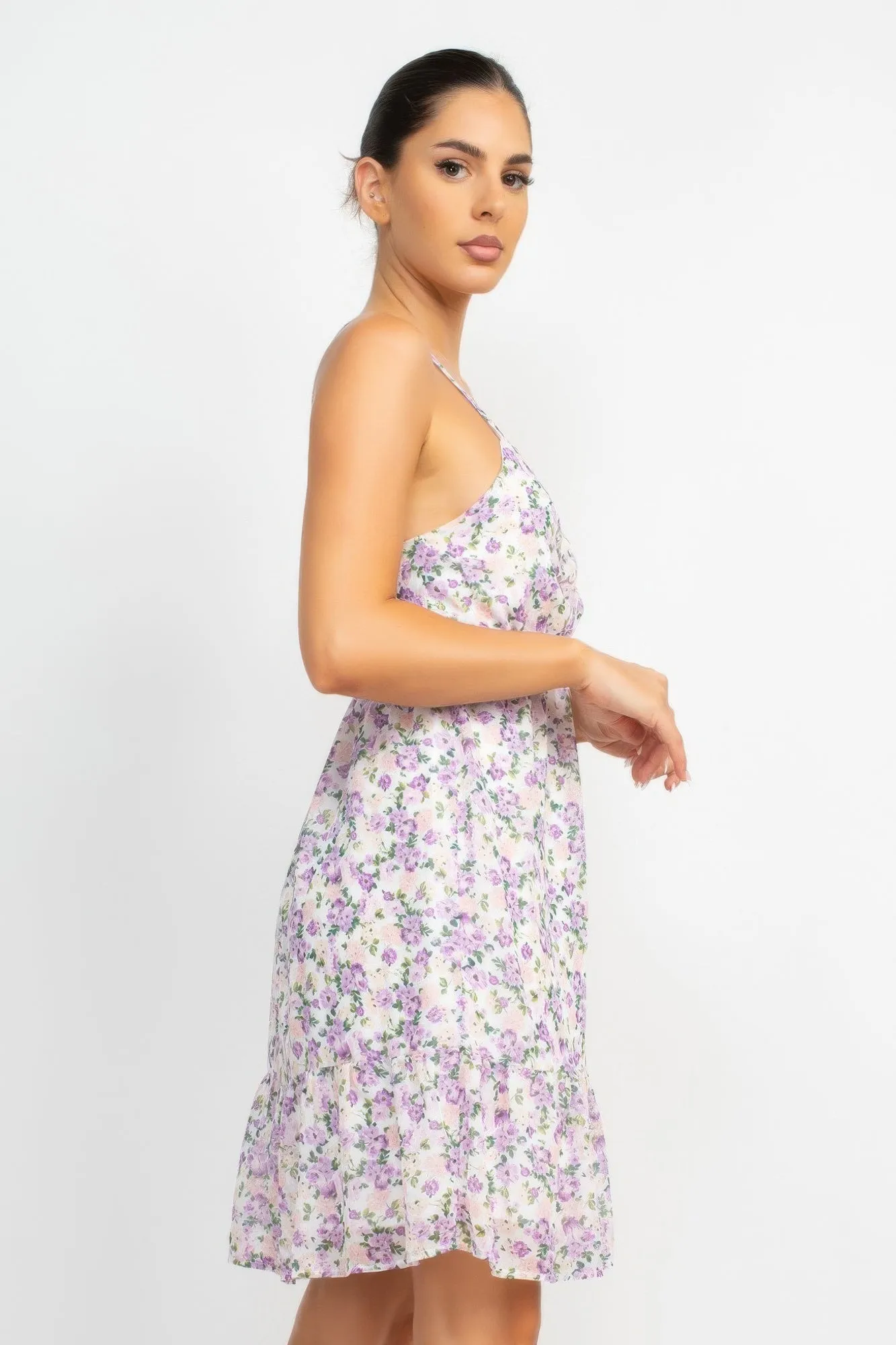 White Lilac Double Strap Back Mini Dress