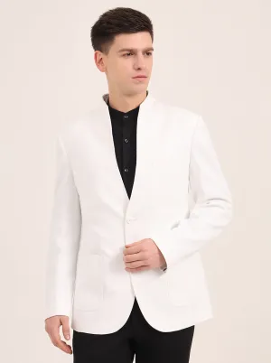 White Solid Regular Fit Blazer | JB Studio