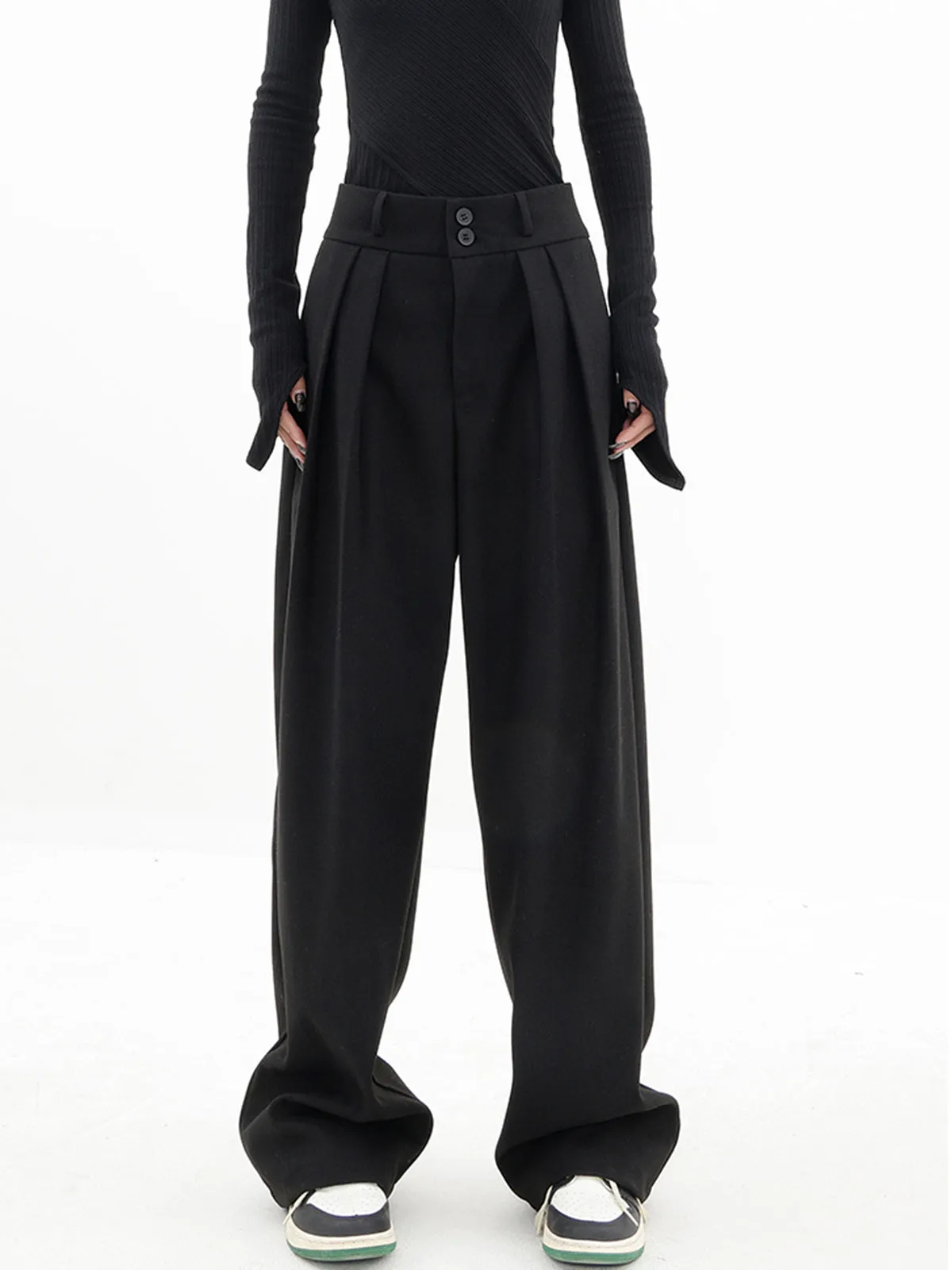Wide Leg Dress Broek met Dubbele Knopen | Olivia