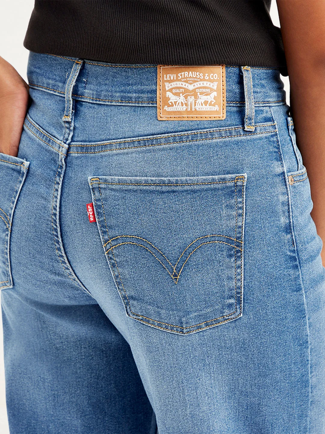 Women's Blue Wideleg Fit High Rise Jeans