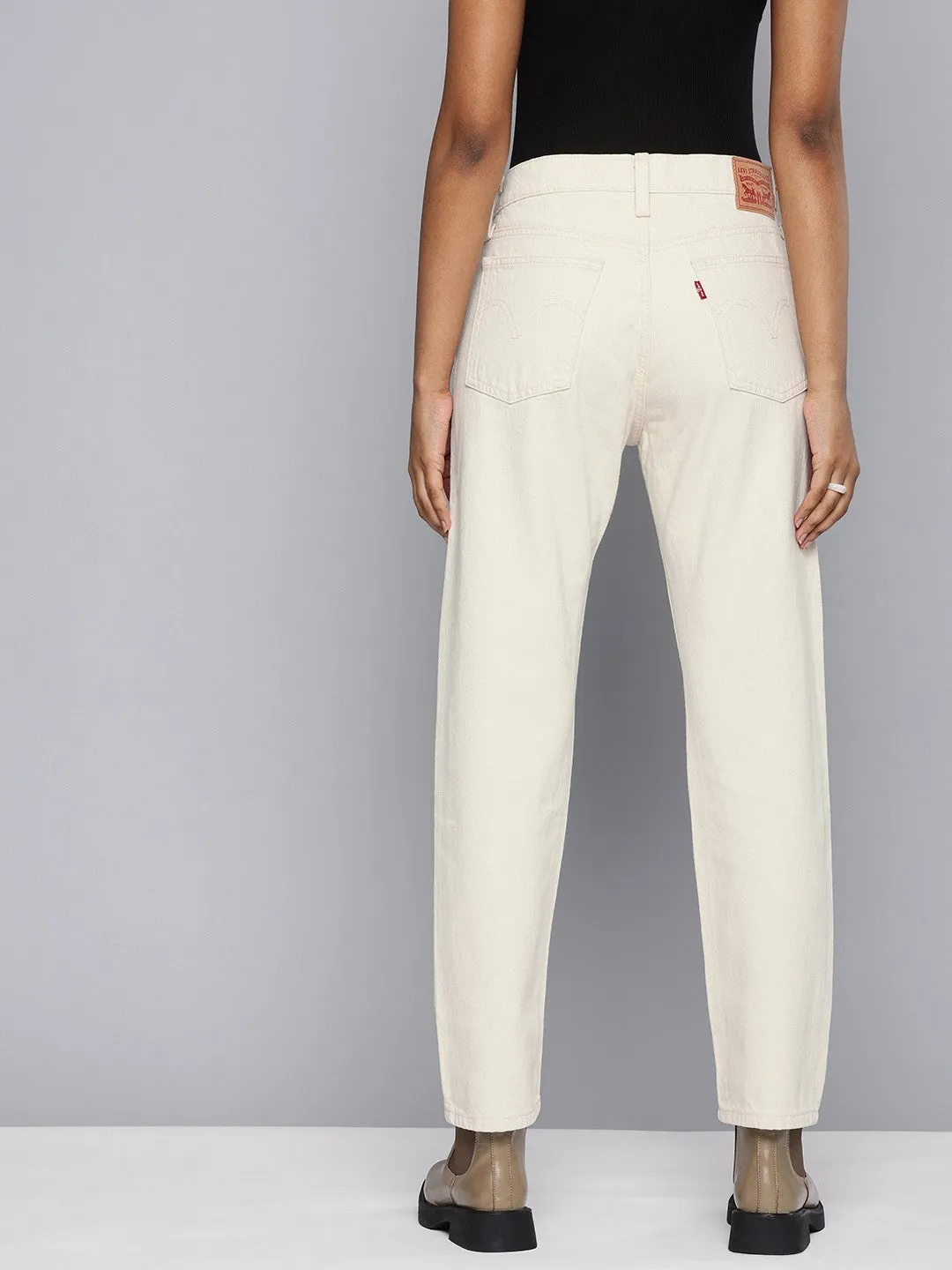 Women's Off White Straight Fit High Rise Jeans