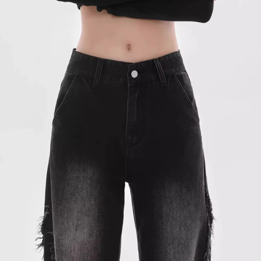 Women's Side Raw Hem Jeans