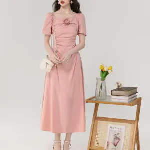 Women's Simple and Slimming Sundress with Stretchy Material and Square Neck