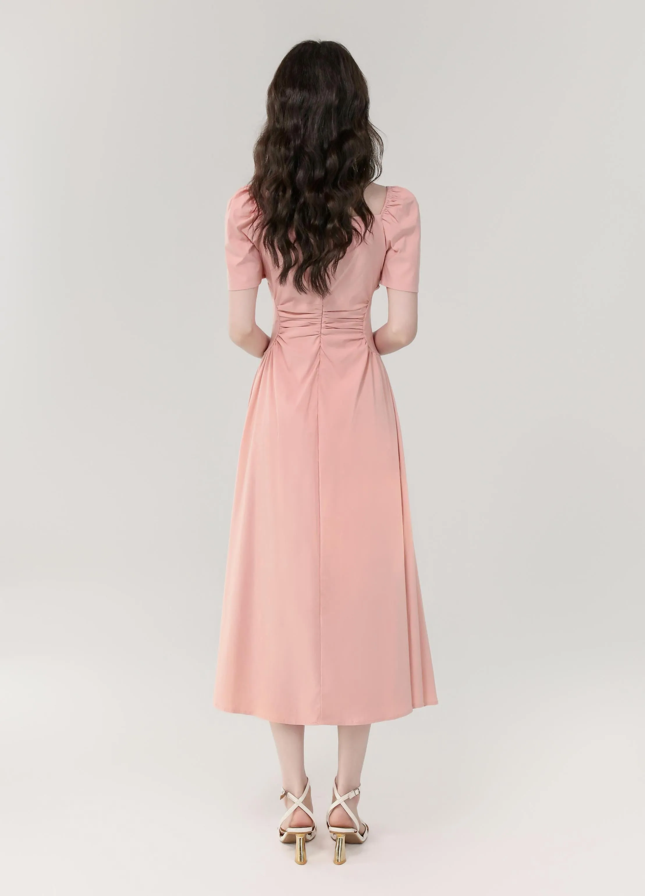 Women's Simple and Slimming Sundress with Stretchy Material and Square Neck