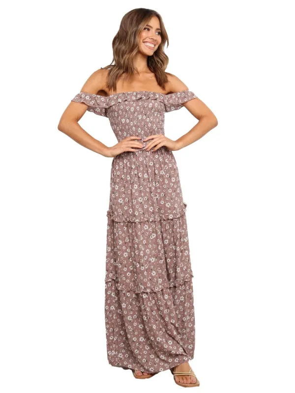 Women's small floral print fresh and sweet bust-wrapped dress