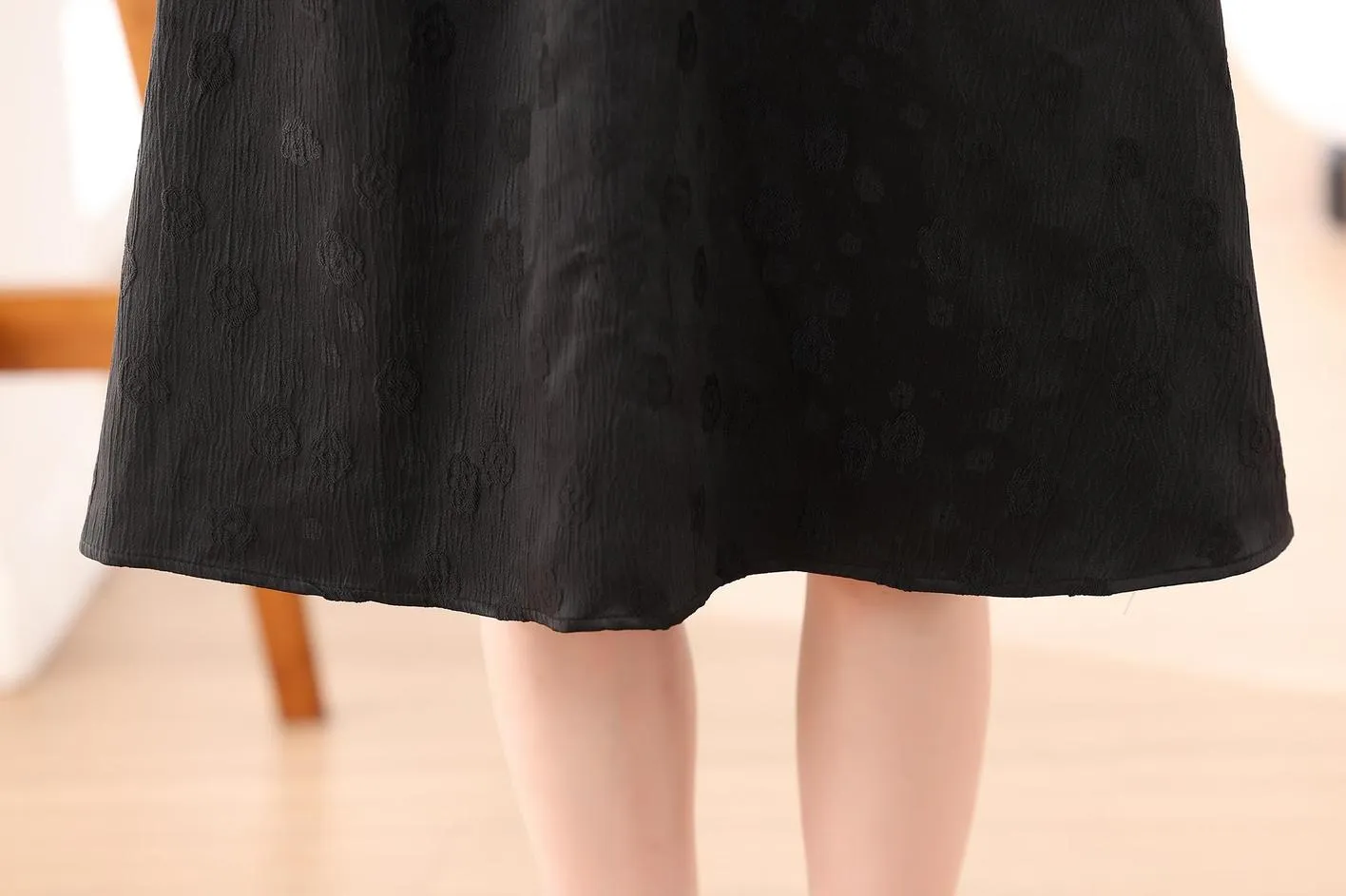 Women's Solid Jacquard Dress Inspired by Audrey Hepburn