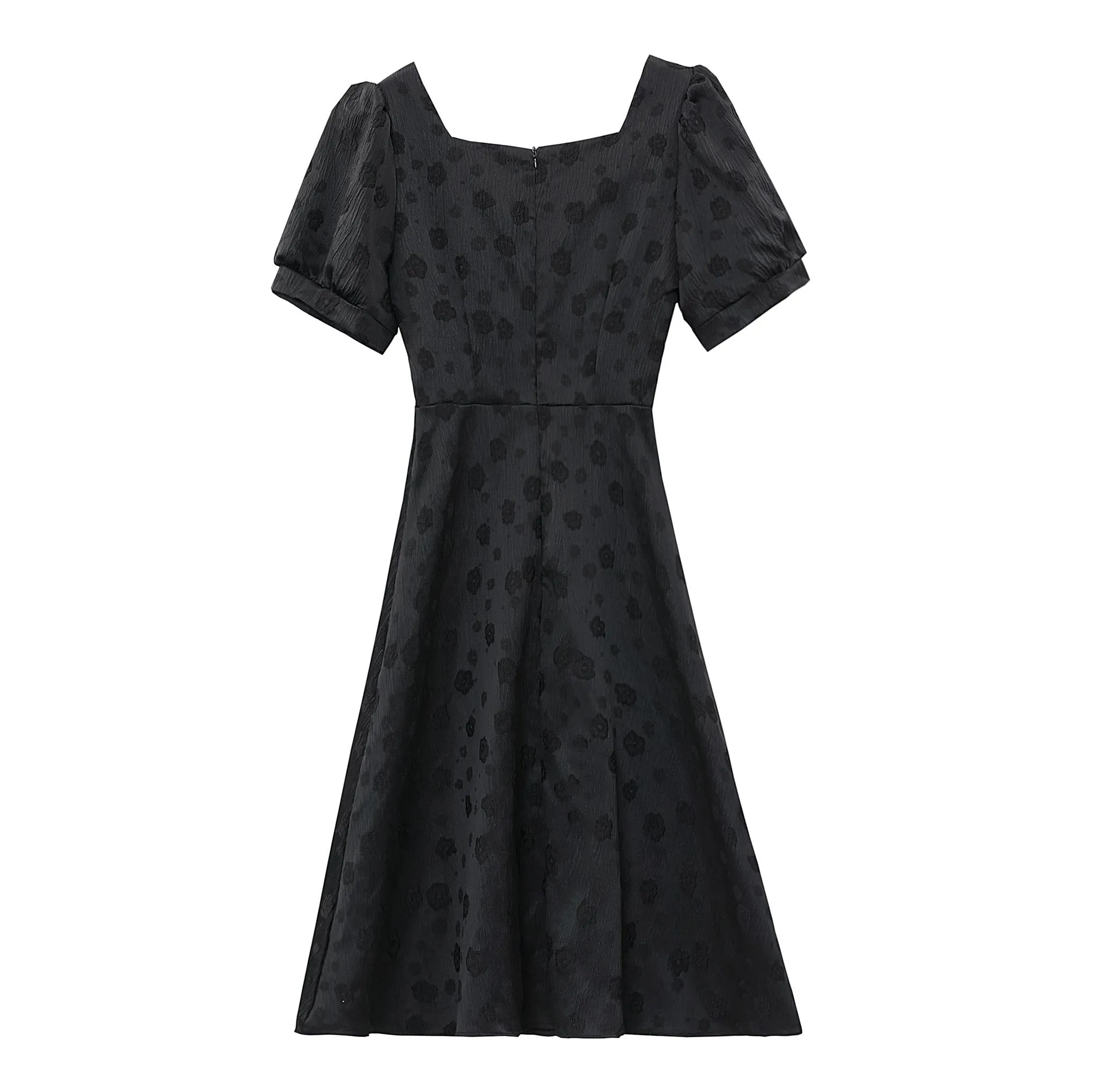 Women's Solid Jacquard Dress Inspired by Audrey Hepburn