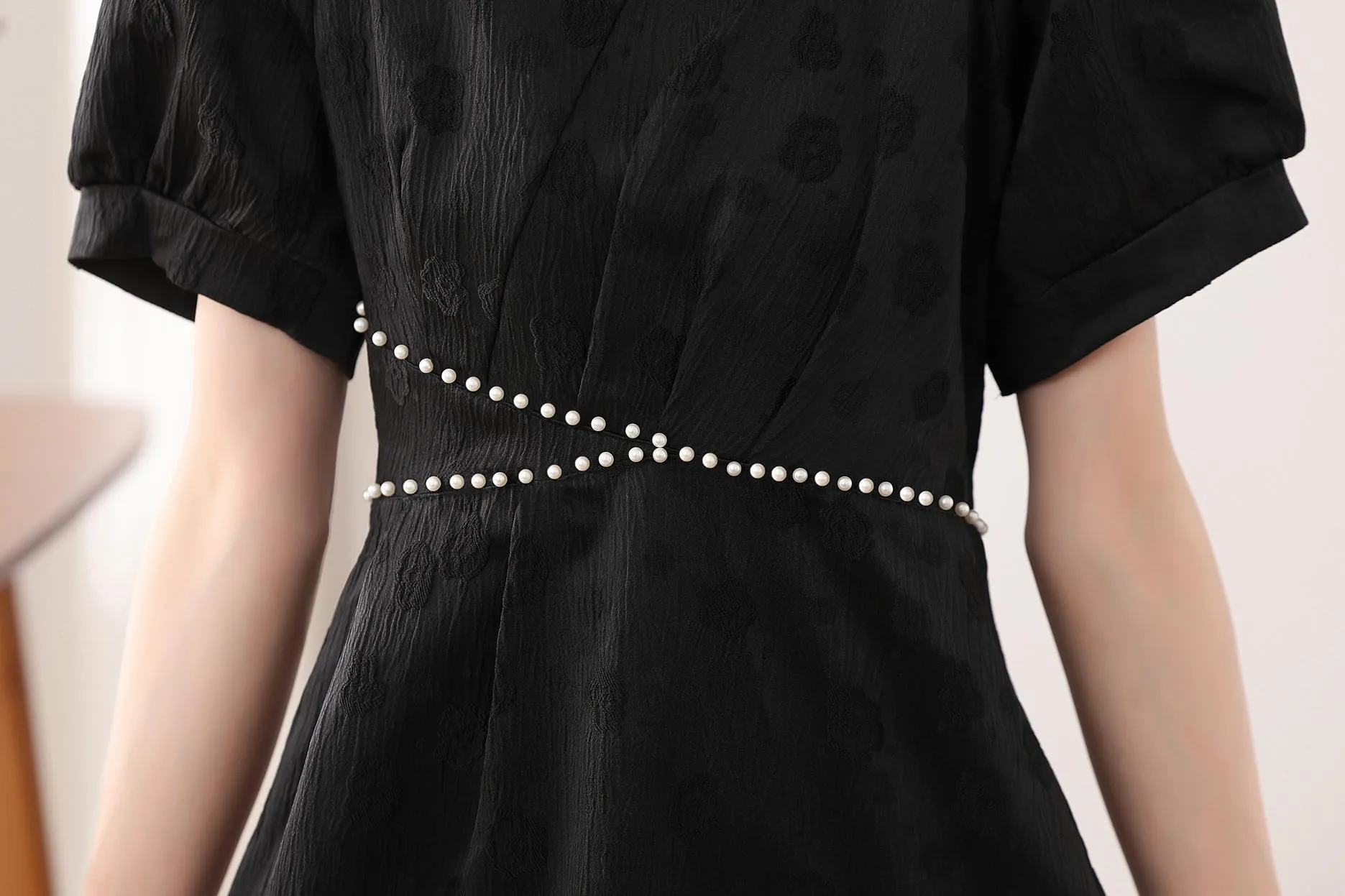 Women's Solid Jacquard Dress Inspired by Audrey Hepburn