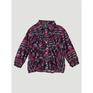Wrangler Baby Girl Long Sleeve Southwestern Print Tiered Snap Shirt - Multi