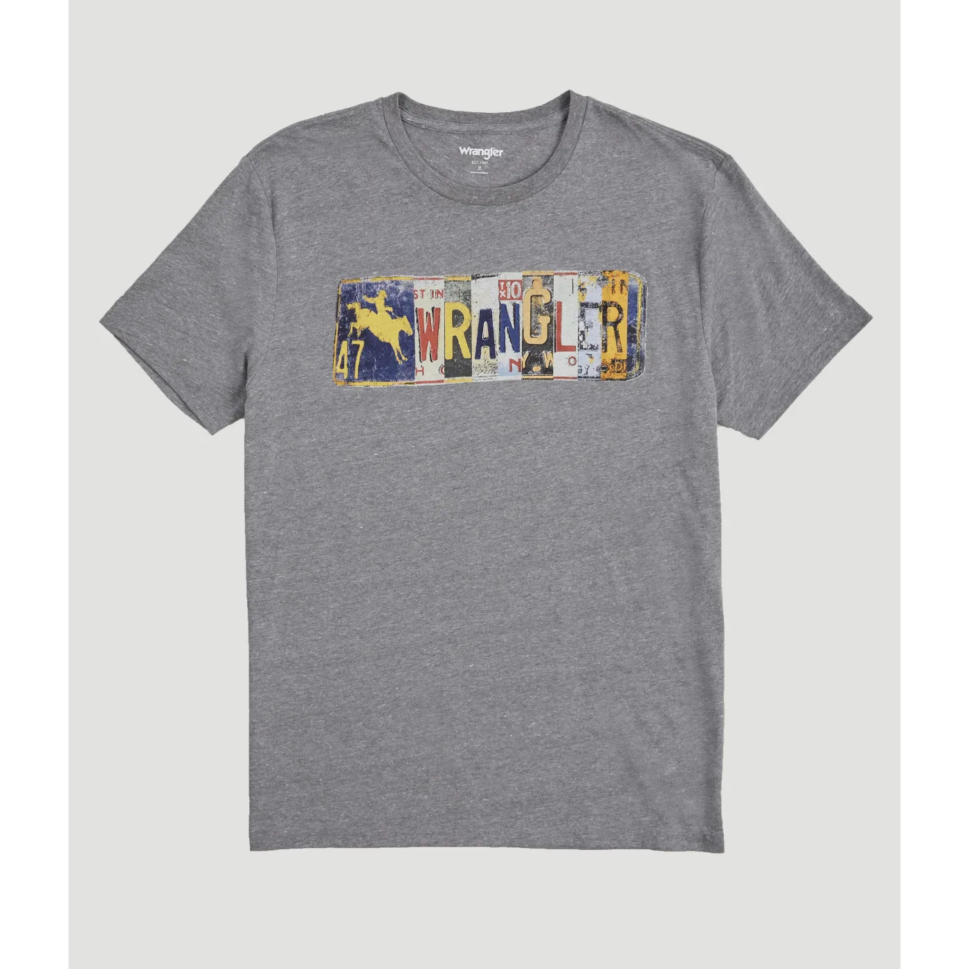 Wrangler Men's License Plate Logo Graphic Short Sleeve Tee - Graphite Heather