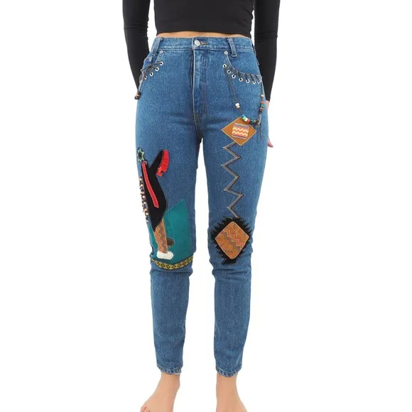 Y2k/90s Vintage Jeans | Boho Native American Design High Waisted  Aprx Size‎ 4/6