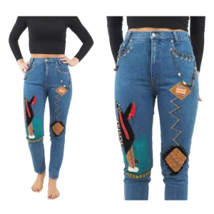 Y2k/90s Vintage Jeans | Boho Native American Design High Waisted  Aprx Size‎ 4/6