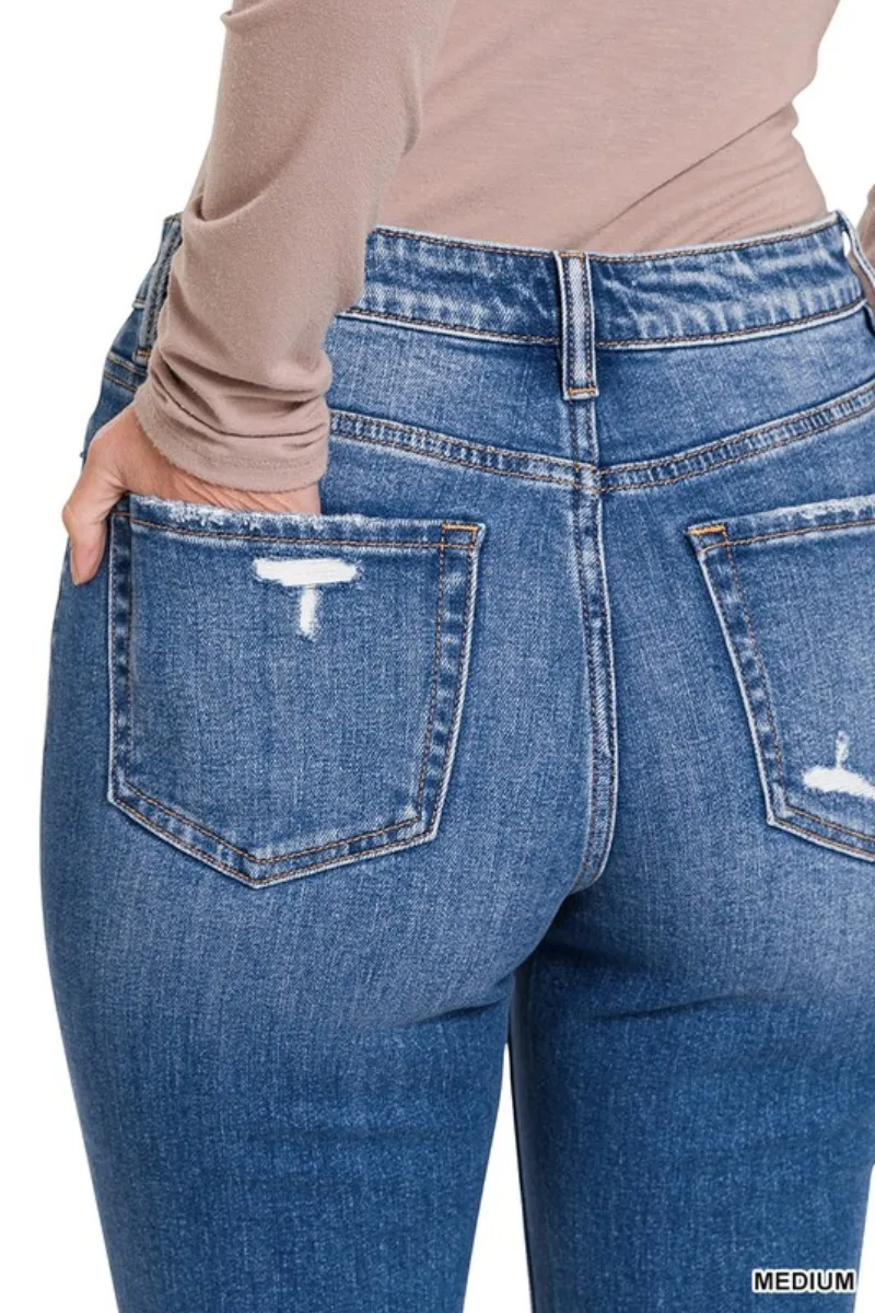 Zenana Distressed Straight Jeans