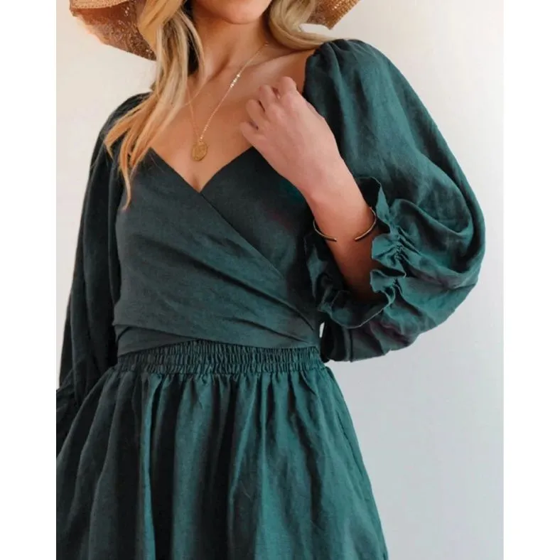 Zuleika - Chic Ruffle Sleeves Woman's Dress